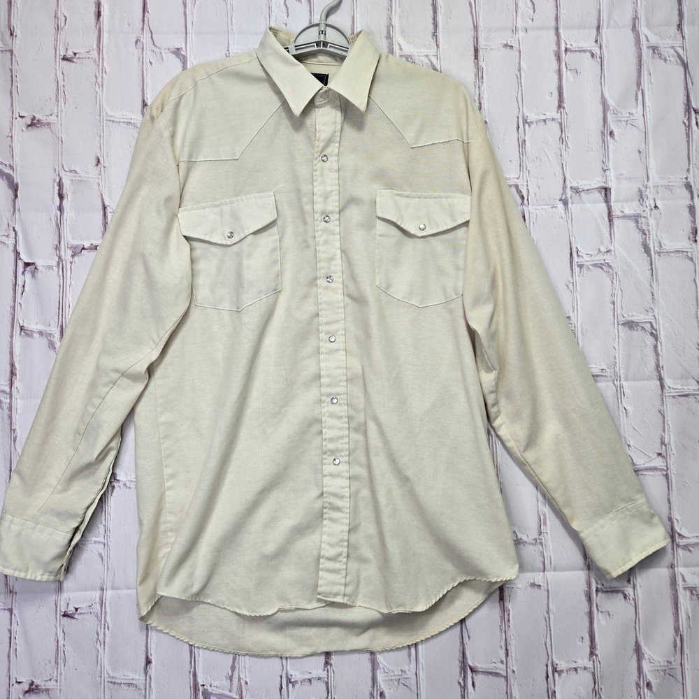 VTG Roper Western Shirt Pearl Snap Cowboy Workwear Distressed Mens XL Made USA